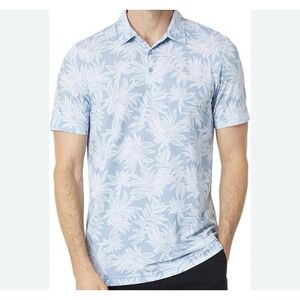 Travis Mathew Sea Journey Polo Shirt Mens XL Hawaiian Floral Tropical Leaf Print